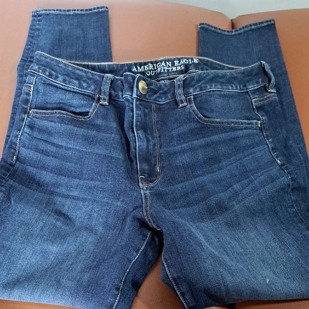American Eagle Outfitters Blue Jeggings with Faded Detail